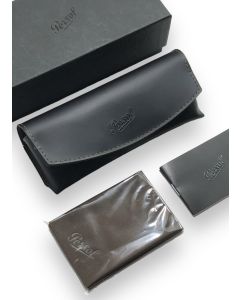 Persol Sunglasses Eyeglasses Leather Black Case Full Set Genuine NEW