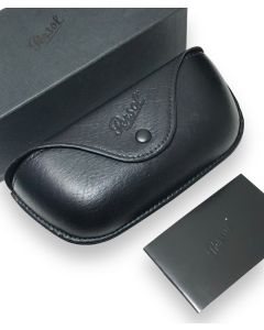 Persol Sunglasses Eyeglasses Leather Black Hard Case Full Set LARGE Genuine