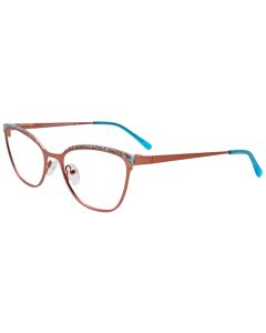EASYCLIP EC681 Eyeglasses 010 Pink Gold & Mix Patterned Browline 52mm