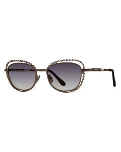 Caviar 1787 Sunglasses 82 Gunmetal w Clear Crystals w Grey Lens 52mm Semi-Cat-Eye