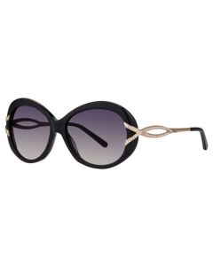 Caviar 2009 Sunglasses 24 Black/Gold w/ Clear Crystals w/ Grey Lens 56mm Butterfly