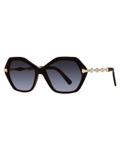Caviar 2389 Sunglasses 24 Black / Silver w Clear Crystals w Grey Lens 58mm