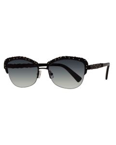 Caviar 2393 Sunglasses 24 Black w Clear Crystals w Grey Lens 54mm Semi-Cat-Eye