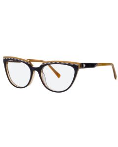 Caviar 3027 Eyeglasses 24 Black / Brown w/ Clear & Blue Crystals 53mm Cat-Eye