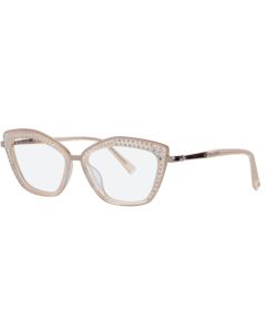 Caviar 3028 Eyeglasses 15 Glittering Ivory /Gold w/ Clear Crystals 54mm Cat-Eye