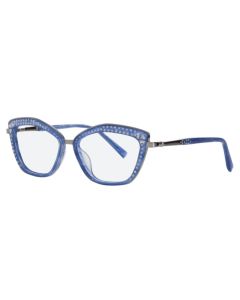 Caviar 3028 Eyeglasses 55 Glittering Lavender / Silver w/ Clear Crystals 54mm Cat-Eye
