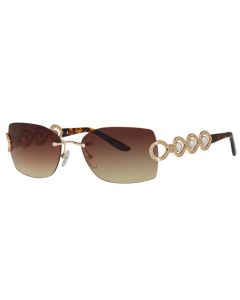 Caviar 4864 Sunglasses 21 Gold w/ Clear Crystal Stones / Brown Lenses 61mm Butterfly