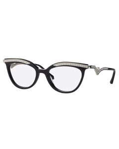 Caviar 4901 Eyeglasses 35 Black / Silver w/ Clear Crystals 51mm Cat-Eye
