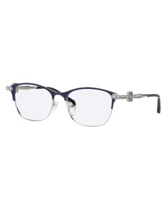Caviar 4904 Eyeglasses 35 Silver/Blue w/ Clear Crystals 51mm Cat-Eye