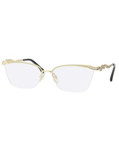 Caviar 5666 Eyeglasses 18 Gold / Light Olive w/ Clear Crystals 54mm Cat-Eye