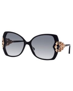 Caviar 6889 Sunglasses 21 Black w/ Clear Crystals w/ Grey Lens 55mm Butterfly