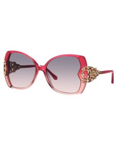 Caviar 6889 Sunglasses 57 Plum Pink w/ Clear Crystals w/ Pink-Grey Gradient Lens 55mm Butterfly