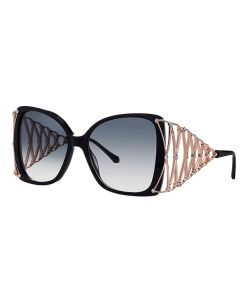 Caviar 6891 Sunglasses 24 Black w/ Clear Crystals w/ Grey Lens 57mm Butterfly