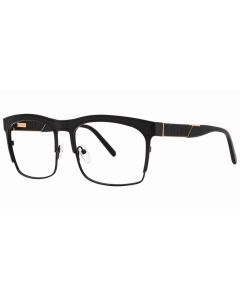 Goliath XIX Eyeglasses Shiny Black w/ Leather & Gold Accents (Clear Lens) 59mm