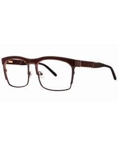 Goliath XIX Eyeglasses Shiny Brown w/ Leather & Gold Accents (Clean Lens) 59mm